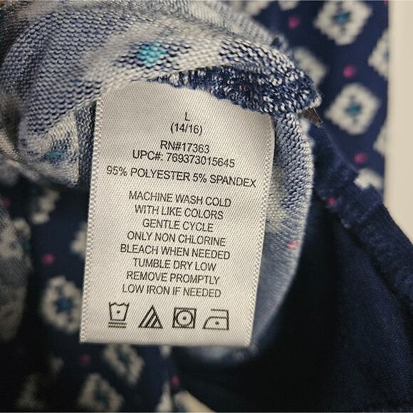 Womens navy Aztec Cuddlduds‎ 2pc pajama set size large - Picture 7 of 12